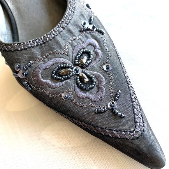BANDOLINO embroidered silk stiletto mules - Picture 5 of 9